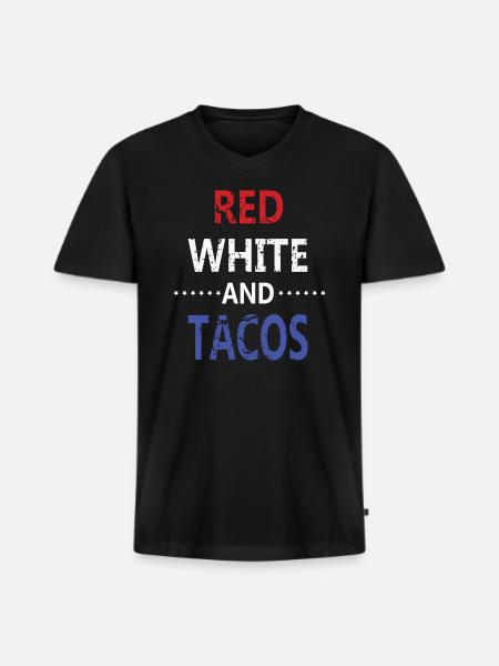 Red White And Tacos - Men's Premium Organic V-Neck T-Shirt - black