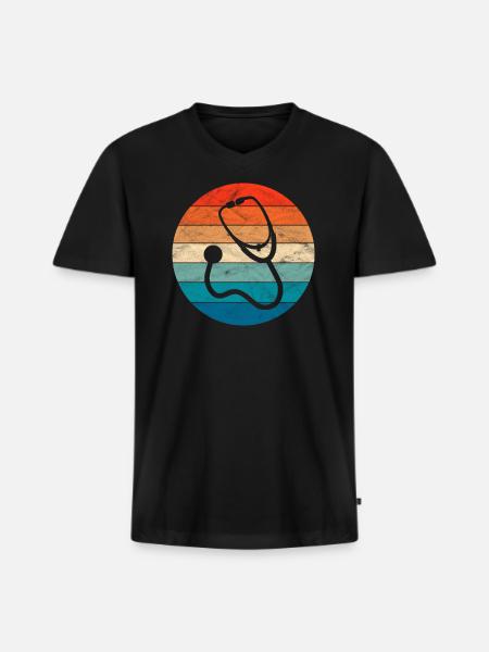 Stethoscope - Men's Premium Organic V-Neck T-Shirt - black