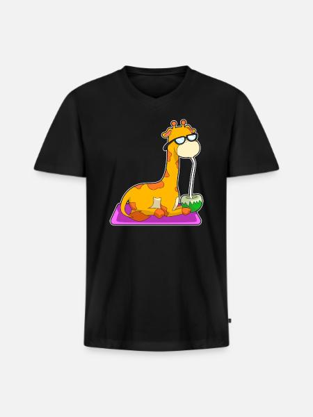 Giraffe With Coconut - Men's Premium Organic V-Neck T-Shirt - black