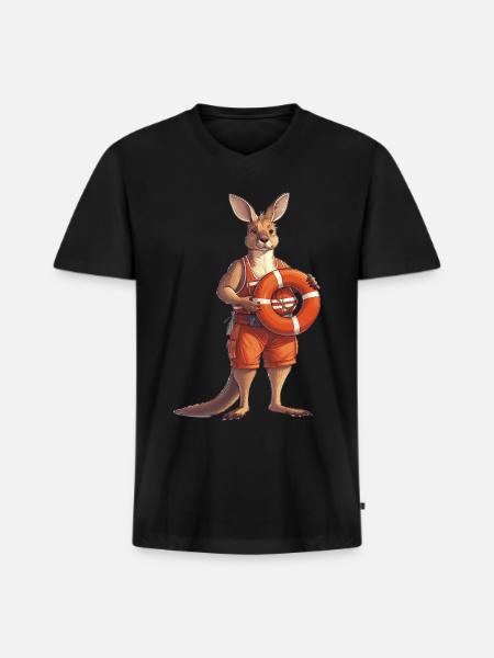 Lifeguard Kangaroo on Duty - Men's Premium Organic V-Neck T-Shirt - black