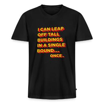 Tall Buildings In A Single Bound - Men's Premium Organic V-Neck T-Shirt - black - Front - AI Model Male 178 light (178cm)
