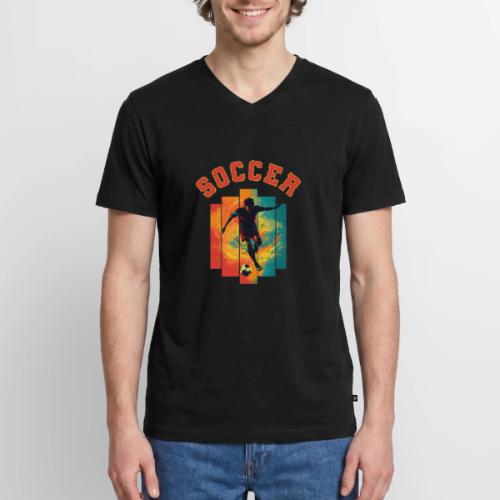 Soccer Heartbeat - Men's Premium Organic V-Neck T-Shirt