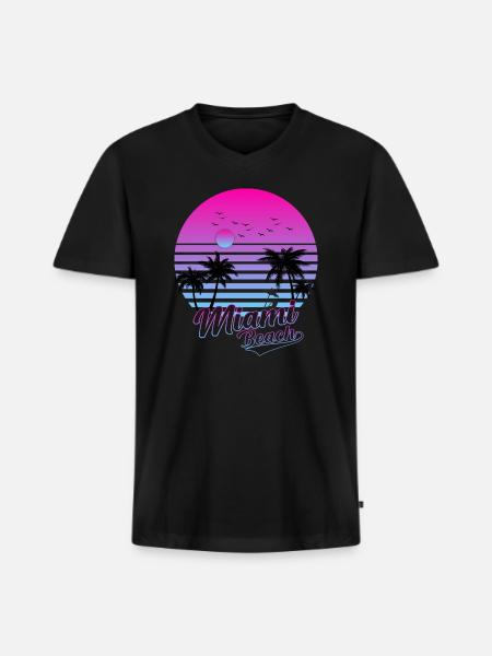 Miami Beach - Men's Premium Organic V-Neck T-Shirt - black