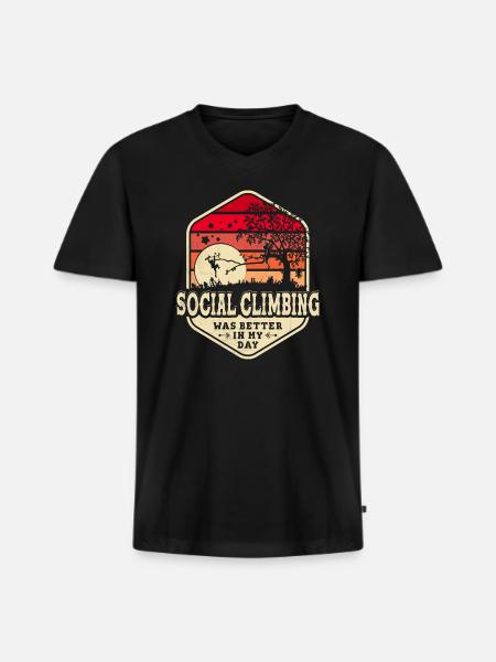 Social Climbing - Men's Premium Organic V-Neck T-Shirt - black