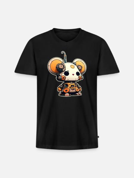 Mouse Robot - Men's Premium Organic V-Neck T-Shirt - black