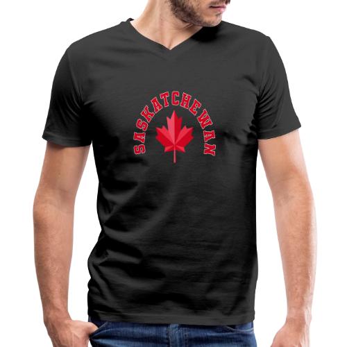 Saskatchewan with maple leaf - Men's Premium Organic V-Neck T-Shirt