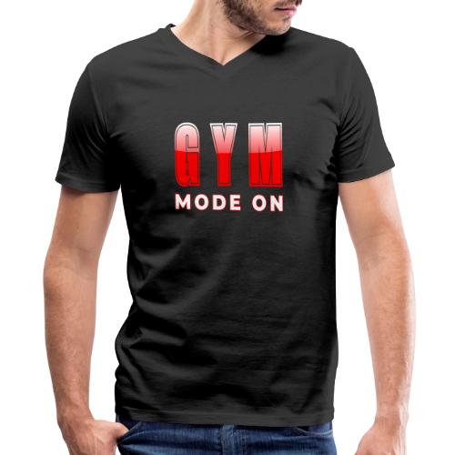 Gym Mode On Fitness Typography Design - Men's Premium Organic V-Neck T-Shirt