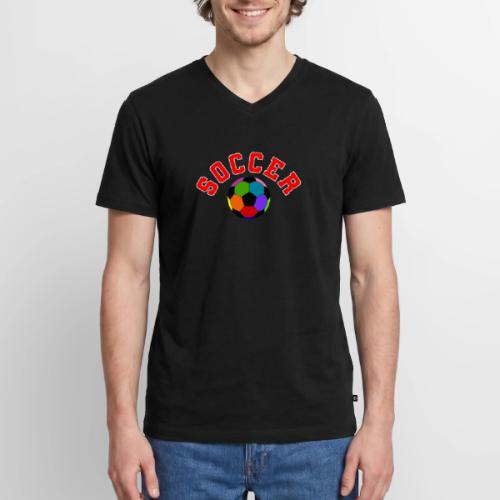 Soccer: Colorful Kick - Men's Premium Organic V-Neck T-Shirt