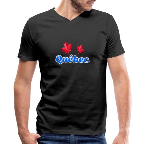 Québec with two red maple leaves - Men's Premium Organic V-Neck T-Shirt
