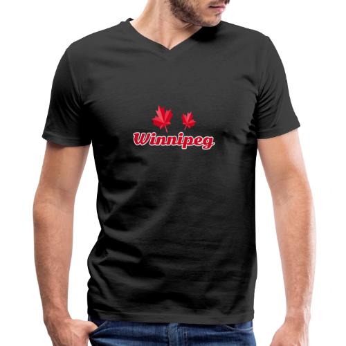 Winnipeg with two red maple leaves - Men's Premium Organic V-Neck T-Shirt