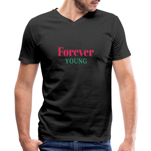 Forever Young Typography Design - Men's Premium Organic V-Neck T-Shirt