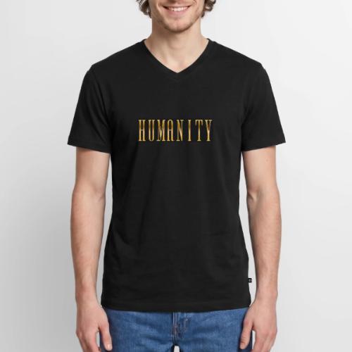 Golden Humanity Statement - Men's Premium Organic V-Neck T-Shirt