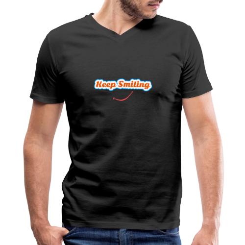Keep Smiling Positive Vibes Graphic - Men's Premium Organic V-Neck T-Shirt