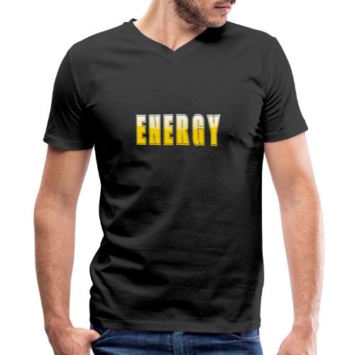 ENERGY Electric Yellow Power Word Design - Men's Premium Organic V-Neck T-Shirt