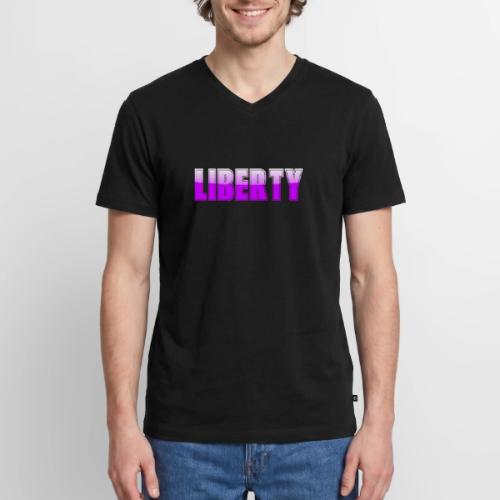 Liberty Typography Graphic Design - Men's Premium Organic V-Neck T-Shirt