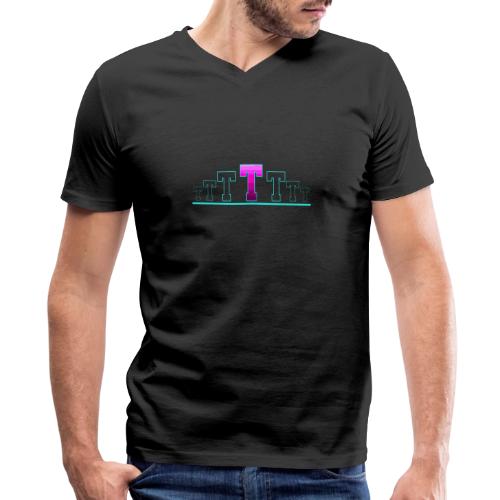 Letter T – Capital Varsity Alphabet Monogram - Men's Premium Organic V-Neck T-Shirt