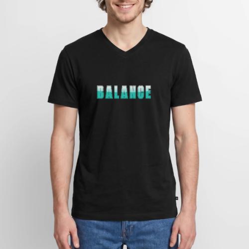 BALANCE Calm Teal Minimal Word Art Design - Men's Premium Organic V-Neck T-Shirt