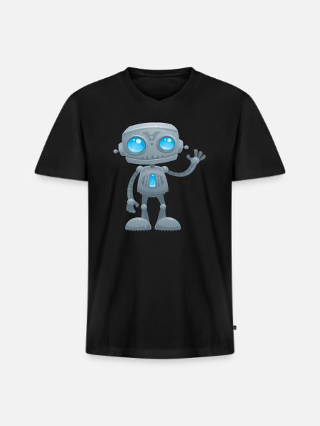 Waving Robot - Men's Premium Organic V-Neck T-Shirt - black