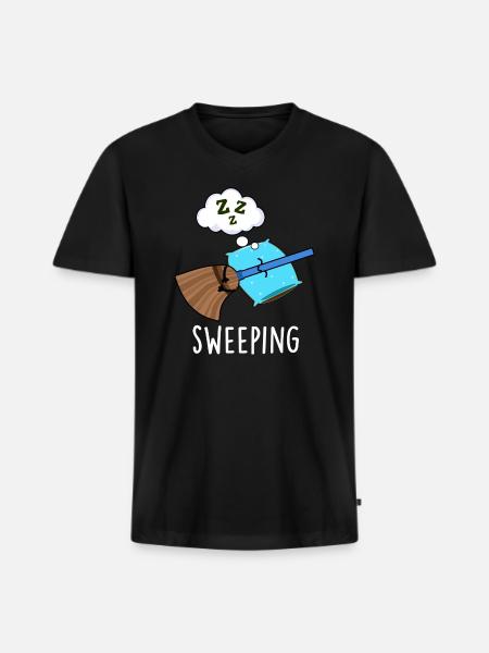 Sweeping Funny Sleeping Broom - Men's Premium Organic V-Neck T-Shirt - black