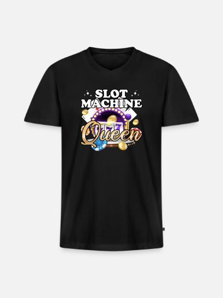Slot Machine Queen - Men's Premium Organic V-Neck T-Shirt - black