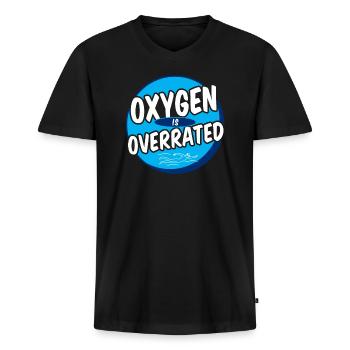 Oxygen Is Overrated Funny Swimming Swimmer Swim - Men's Premium Organic V-Neck T-Shirt - black - Front - AI Model Male 178 light (178cm)