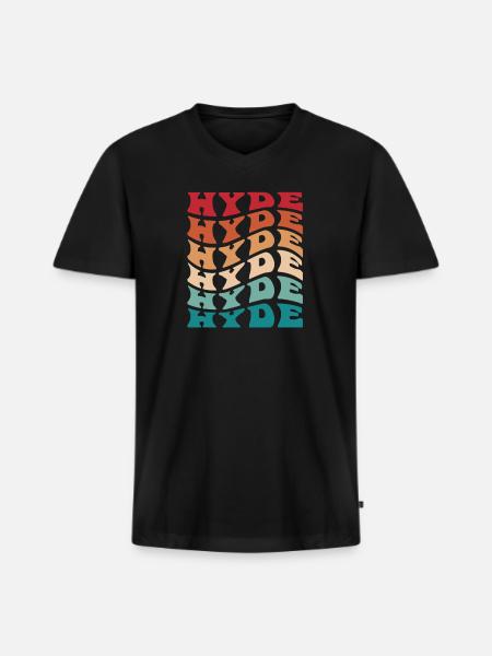 Funny Personalized Hyde Name Themed Apparel - Men's Premium Organic V-Neck T-Shirt - black