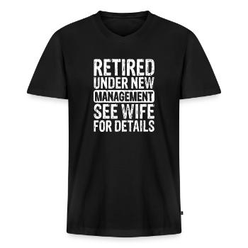 Funny Retirement For Men Retired Retro Retired Hus - Men's Premium Organic V-Neck T-Shirt - black - Front - AI Model Male 178 light (178cm)
