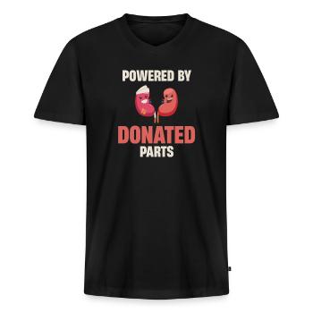 Powered By Donated Parts kidney Transplant - Men's Premium Organic V-Neck T-Shirt - black - Front - AI Model Male 178 light (178cm)