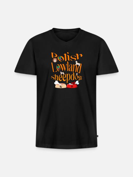 Polish lowland sheepdog - Men's Premium Organic V-Neck T-Shirt - black