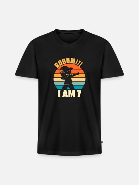 BOOOM I AM 7 - Men's Premium Organic V-Neck T-Shirt - black