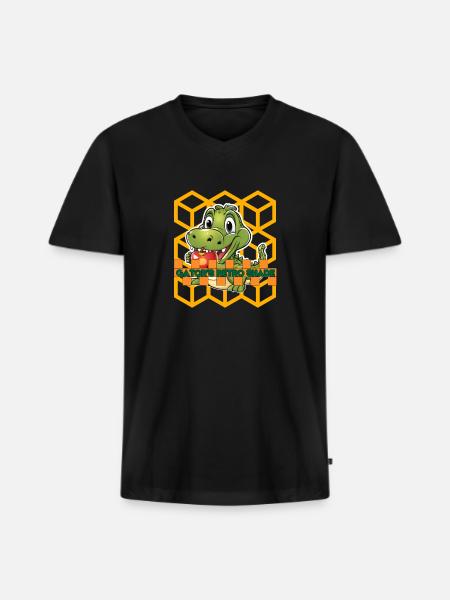 Alligator Apple Cute - Men's Premium Organic V-Neck T-Shirt - black