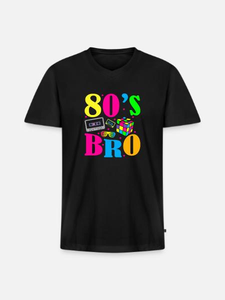 80s bro - Men's Premium Organic V-Neck T-Shirt - black