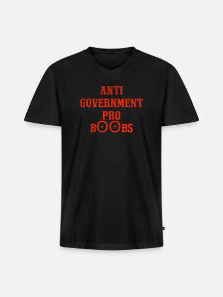 Anti government pro boobs - Men's Premium Organic V-Neck T-Shirt - black