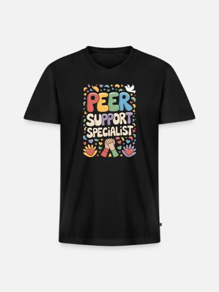 Peer Support - Men's Premium Organic V-Neck T-Shirt - black