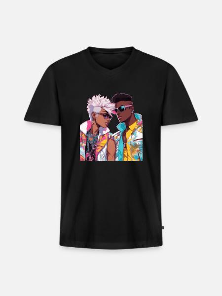 Anime Heart Skips Beats - Men's Premium Organic V-Neck T-Shirt - black