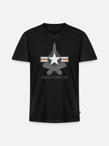 F-22 Raptor Patriotic Roundel - Men's Premium Organic V-Neck T-Shirt - black