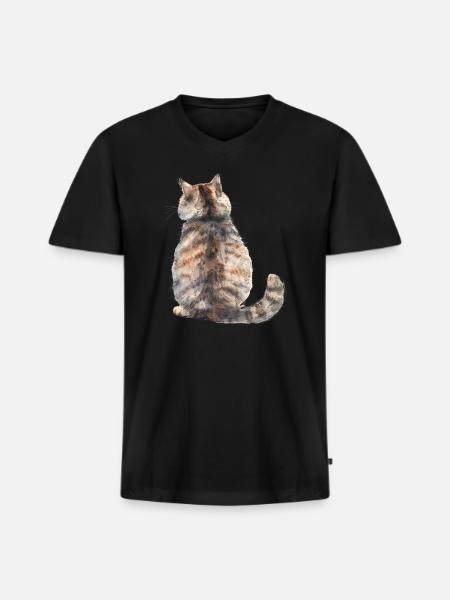 Funny Cat - Men's Premium Organic V-Neck T-Shirt - black