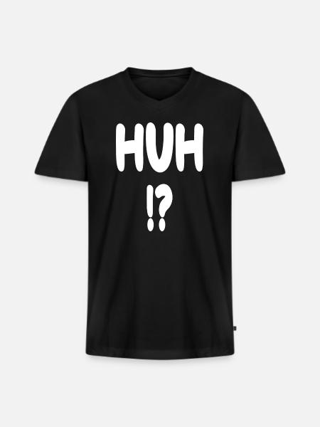 Huh? - Men's Premium Organic V-Neck T-Shirt - black
