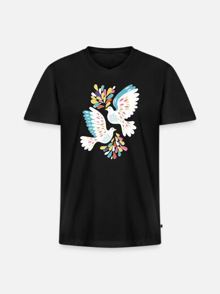 Peace Doves - Men's Premium Organic V-Neck T-Shirt - black