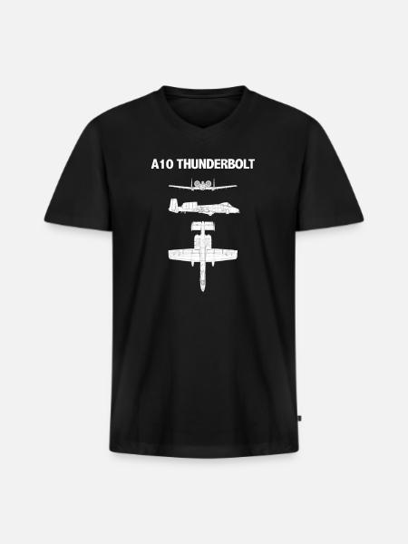 A10 Thunderbolt Blueprint Art - Men's Premium Organic V-Neck T-Shirt - black