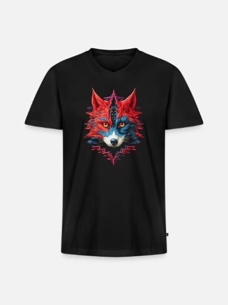 Fox Animal Zoo Illustration - Men's Premium Organic V-Neck T-Shirt - black