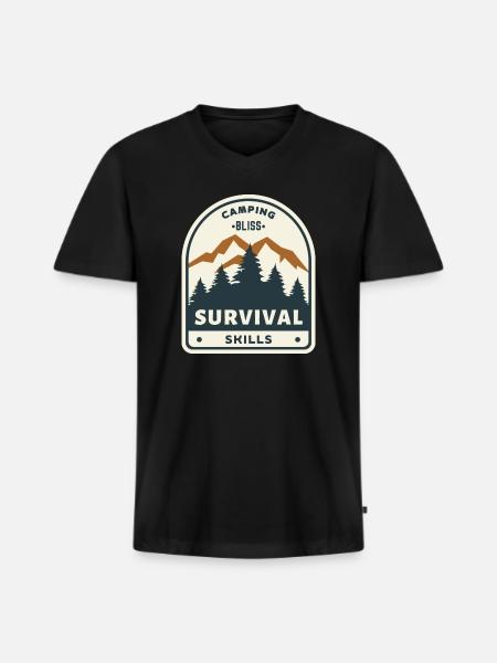 Camping Bliss Survival Skills - Men's Premium Organic V-Neck T-Shirt - black