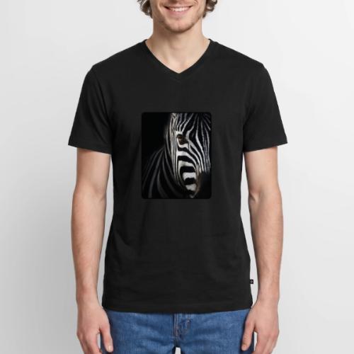 Zebra High Contrast Portrait Design - Men's Premium Organic V-Neck T-Shirt