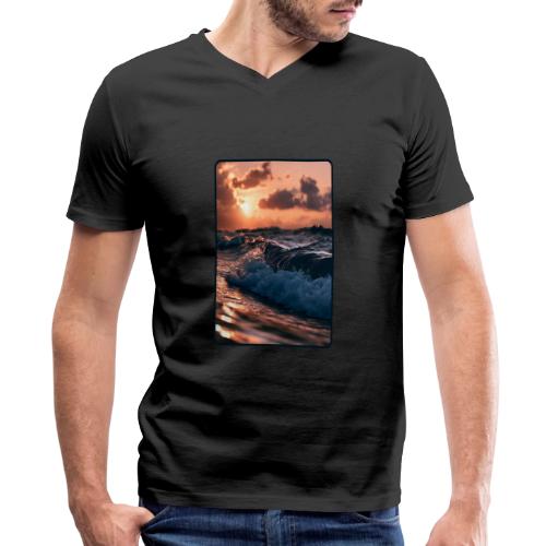 Golden Sunset Ocean Wave - Men's Premium Organic V-Neck T-Shirt