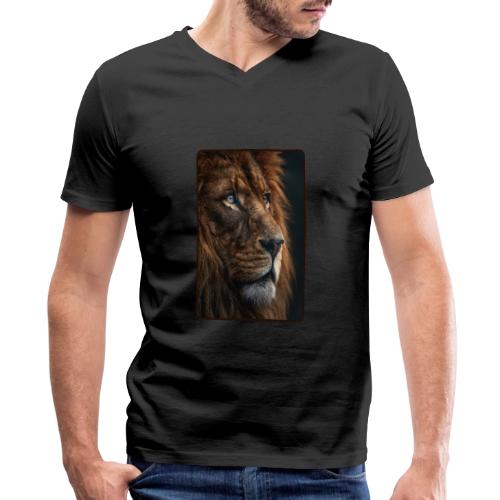 Lion Portrait Majestic Wildlife Design - Men's Premium Organic V-Neck T-Shirt