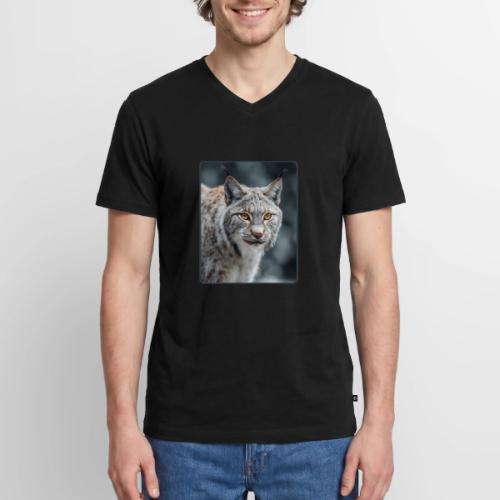 Lynx Portrait Piercing Eyes Design - Men's Premium Organic V-Neck T-Shirt