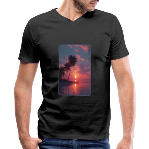Tropical Sunset Ocean Reflection Design - Men's Premium Organic V-Neck T-Shirt