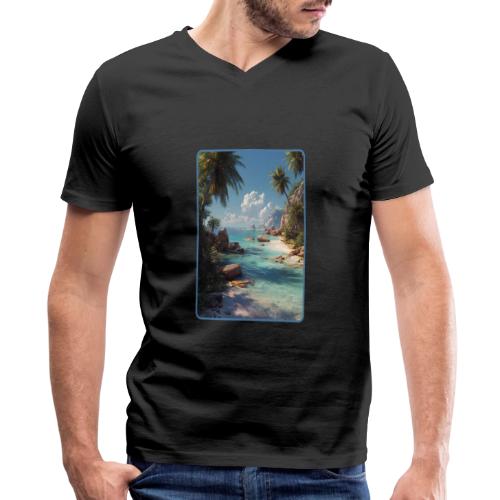 Tropical Island Paradise Ocean Design - Men's Premium Organic V-Neck T-Shirt