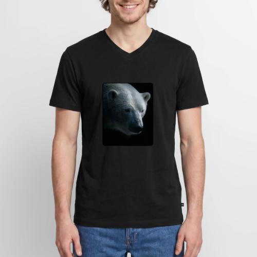 Polar Bear Close-Up Wildlife Design - Men's Premium Organic V-Neck T-Shirt