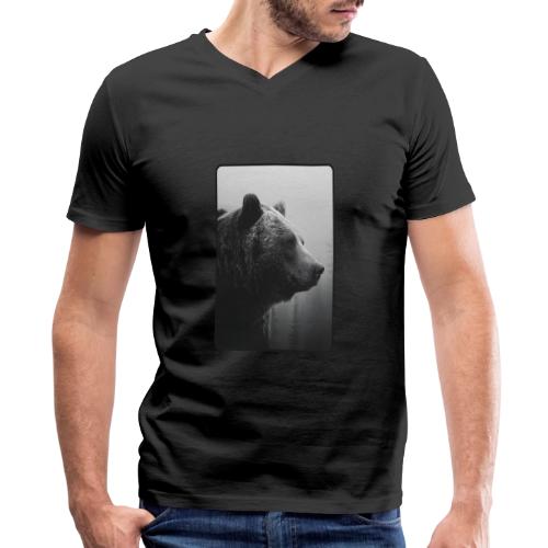 Grizzly Bear Black White Portrait Design - Men's Premium Organic V-Neck T-Shirt